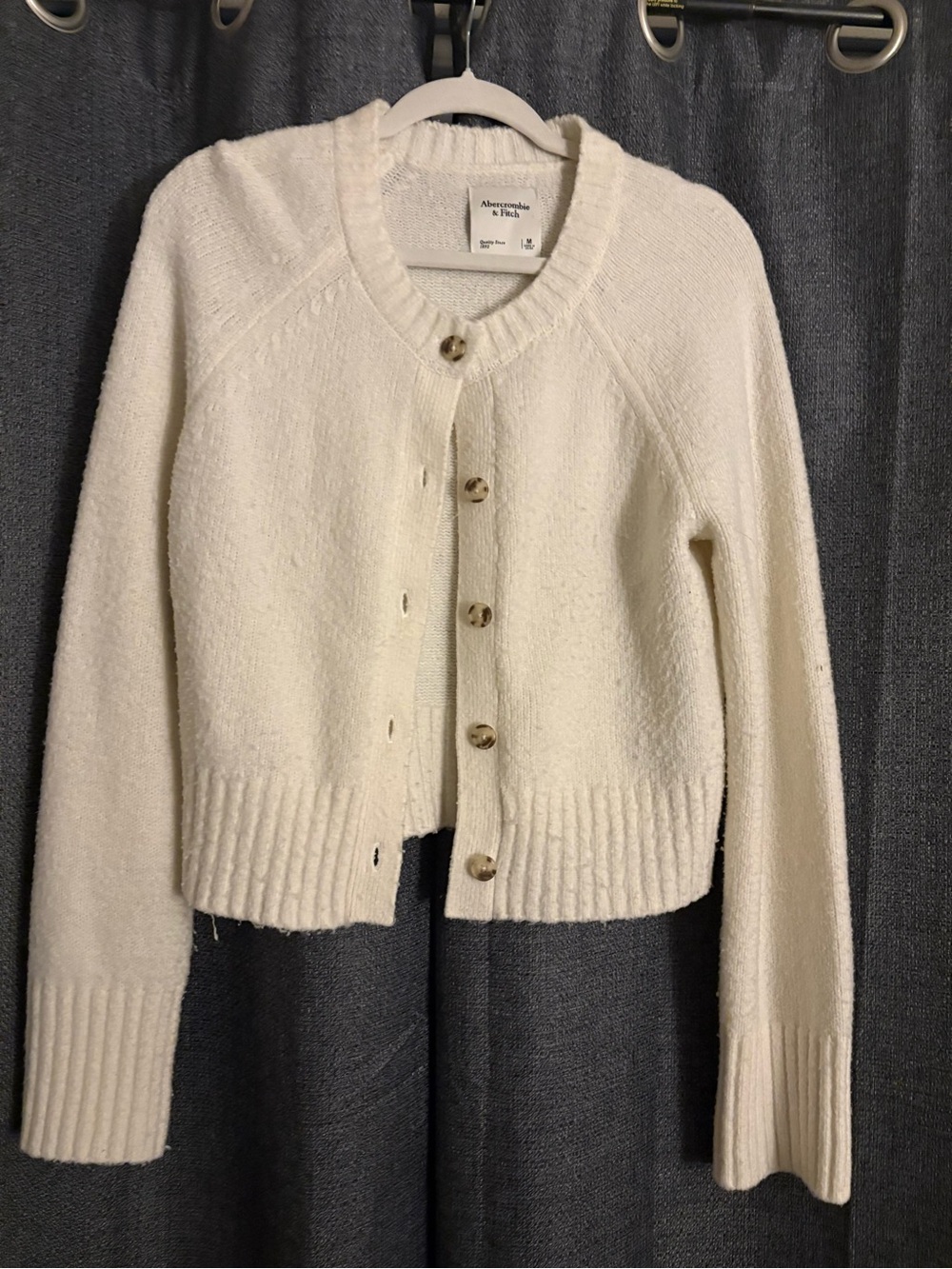 Abercrombie & Fitch Cream Button-Up Knit Cardigan